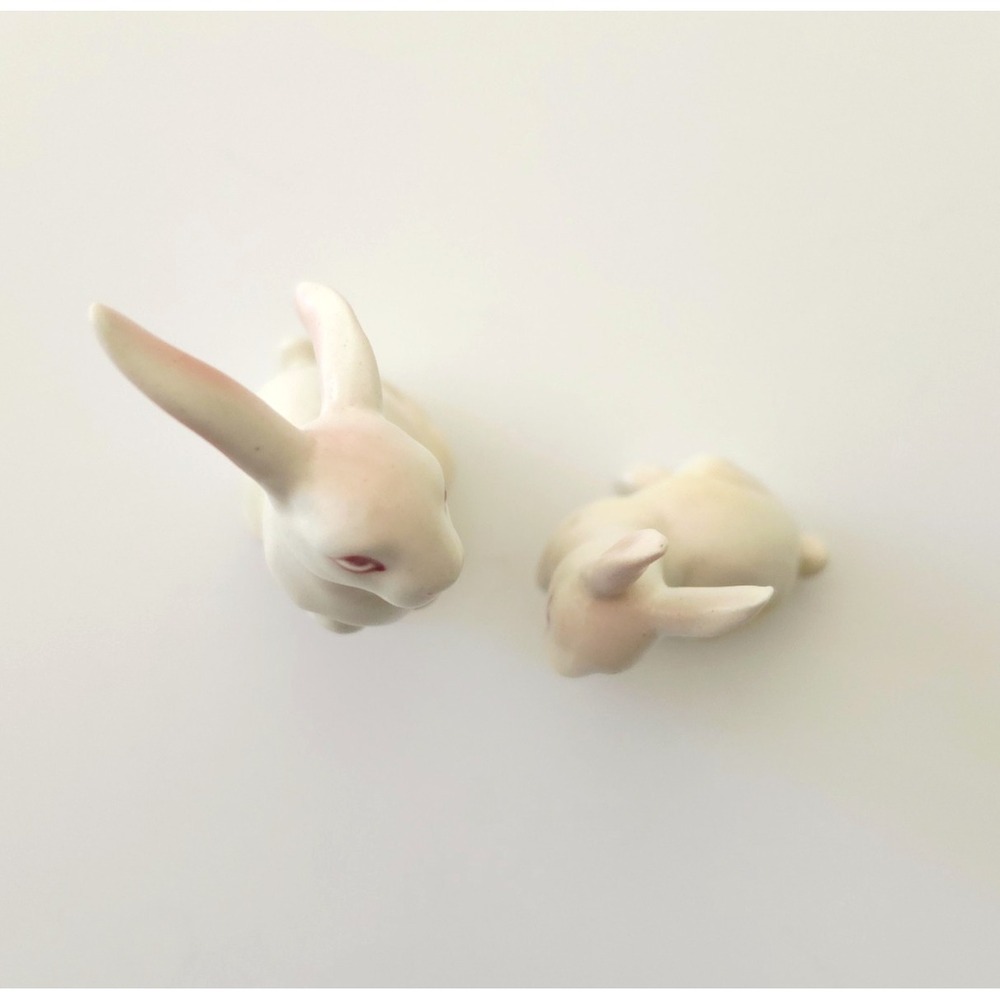 Vintage Lefton Bunny Rabbit Figurines Pair Made In Japan - Picture 3 of 14